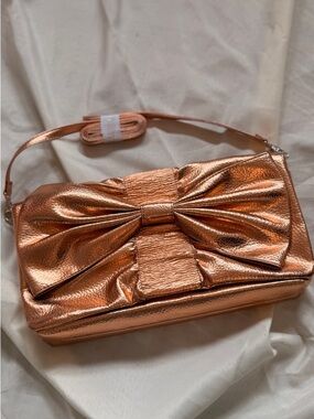 Charming Charlie Metallic Copper Bow Crossbody